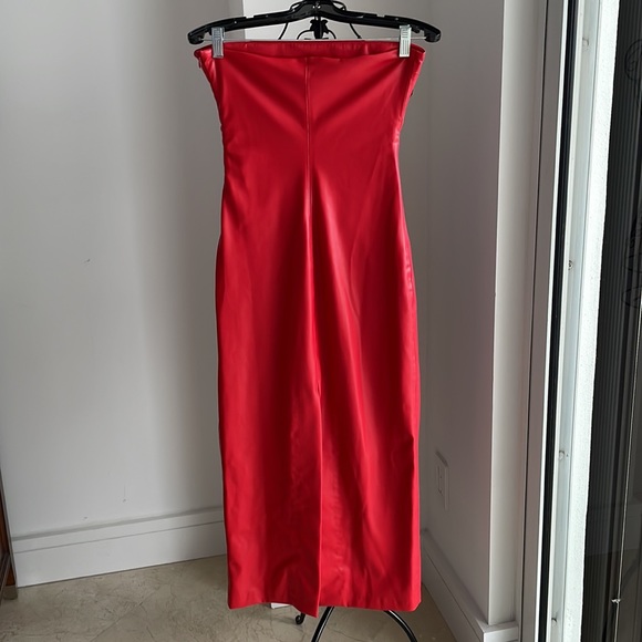 RED FAUX LEATHER DRESS - Picture 7 of 11